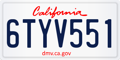 CA license plate 6TYV551