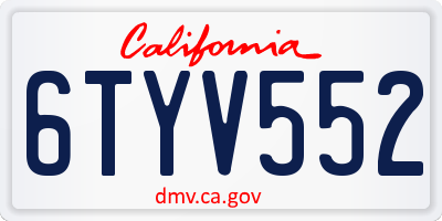 CA license plate 6TYV552