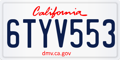 CA license plate 6TYV553