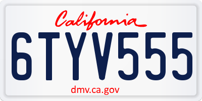 CA license plate 6TYV555