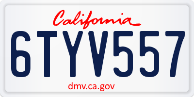 CA license plate 6TYV557
