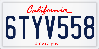 CA license plate 6TYV558