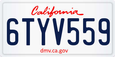 CA license plate 6TYV559