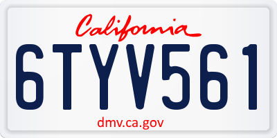 CA license plate 6TYV561