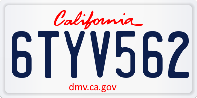 CA license plate 6TYV562