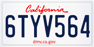 CA license plate 6TYV564