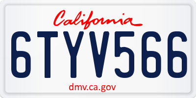 CA license plate 6TYV566