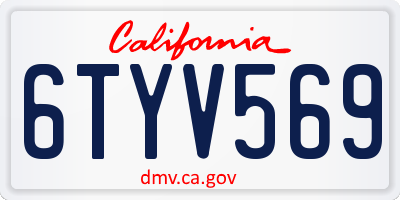 CA license plate 6TYV569