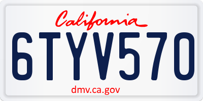 CA license plate 6TYV570