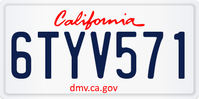 CA license plate 6TYV571