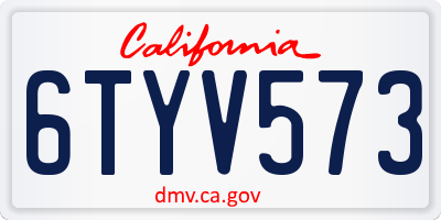 CA license plate 6TYV573
