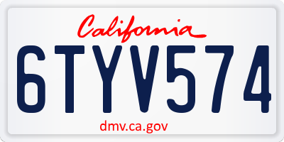 CA license plate 6TYV574