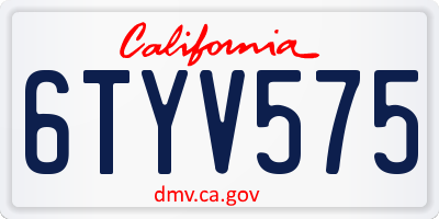 CA license plate 6TYV575