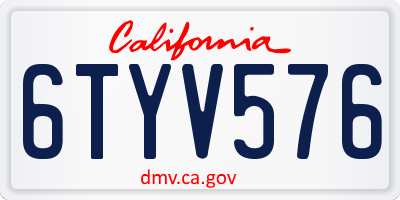 CA license plate 6TYV576