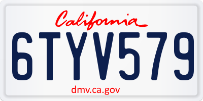 CA license plate 6TYV579