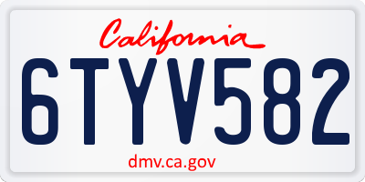 CA license plate 6TYV582