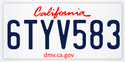 CA license plate 6TYV583