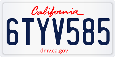 CA license plate 6TYV585