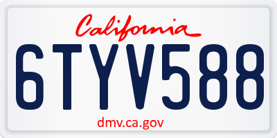 CA license plate 6TYV588