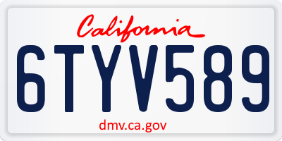CA license plate 6TYV589