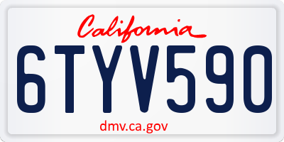 CA license plate 6TYV590