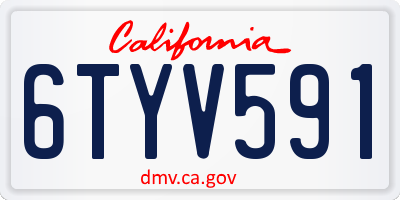 CA license plate 6TYV591