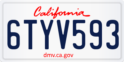 CA license plate 6TYV593