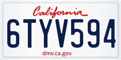 CA license plate 6TYV594