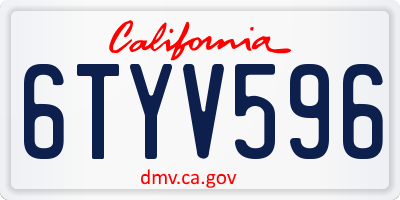 CA license plate 6TYV596