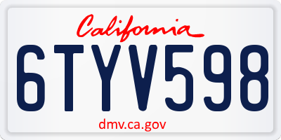 CA license plate 6TYV598