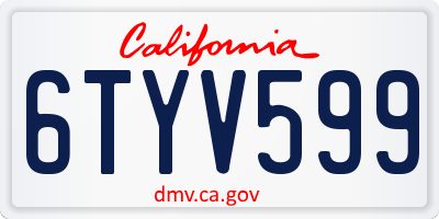 CA license plate 6TYV599