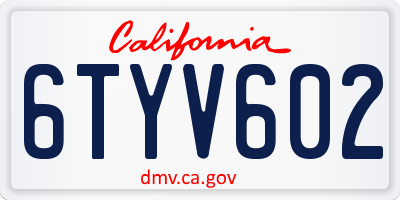 CA license plate 6TYV602