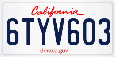 CA license plate 6TYV603