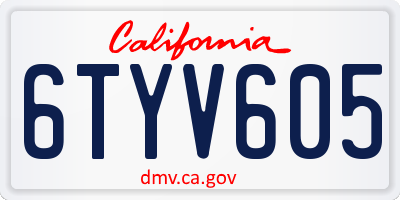 CA license plate 6TYV605