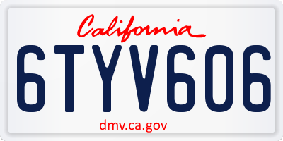 CA license plate 6TYV606