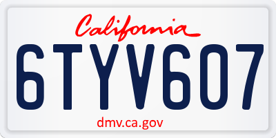 CA license plate 6TYV607