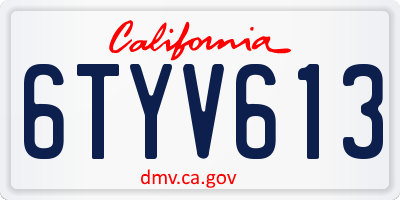 CA license plate 6TYV613