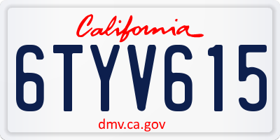CA license plate 6TYV615