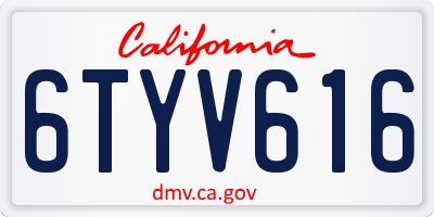 CA license plate 6TYV616