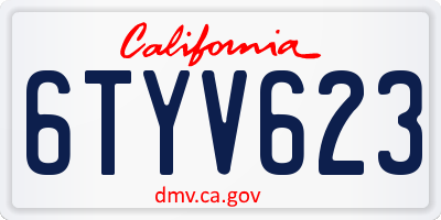 CA license plate 6TYV623