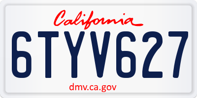 CA license plate 6TYV627