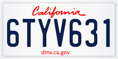 CA license plate 6TYV631