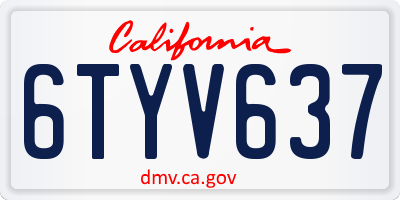 CA license plate 6TYV637