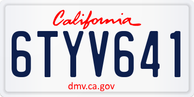 CA license plate 6TYV641