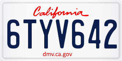CA license plate 6TYV642