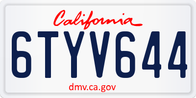 CA license plate 6TYV644