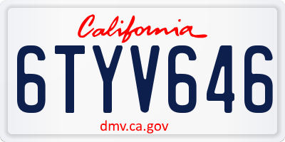 CA license plate 6TYV646