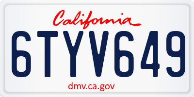 CA license plate 6TYV649