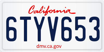 CA license plate 6TYV653