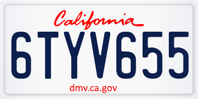 CA license plate 6TYV655